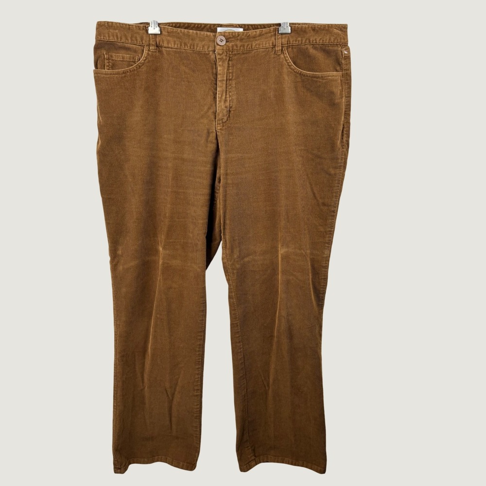 Talbots Corduroy Pants Womens 18 Brown Stretch Straight Leg Mid Rise Classic